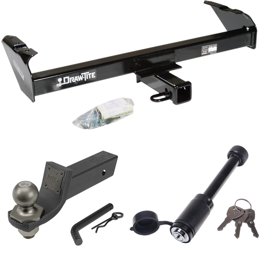 Fits 1987-1996 Ford F-350 Trailer Hitch Tow PKG + Interlock Tactical Starter Kit w/ 2" Drop & 2" Ball + Tactical Dogbone Lock By Draw-Tite