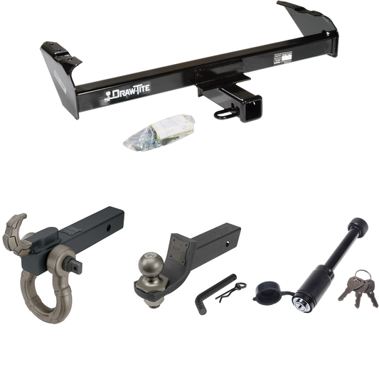 Fits 1967-1980 Dodge W300 Trailer Hitch Tow PKG + Interlock Tactical Starter Kit w/ 2" Drop & 2" Ball + Tactical Hook & Shackle Mount + Tactical Dogbone Lock By Draw-Tite