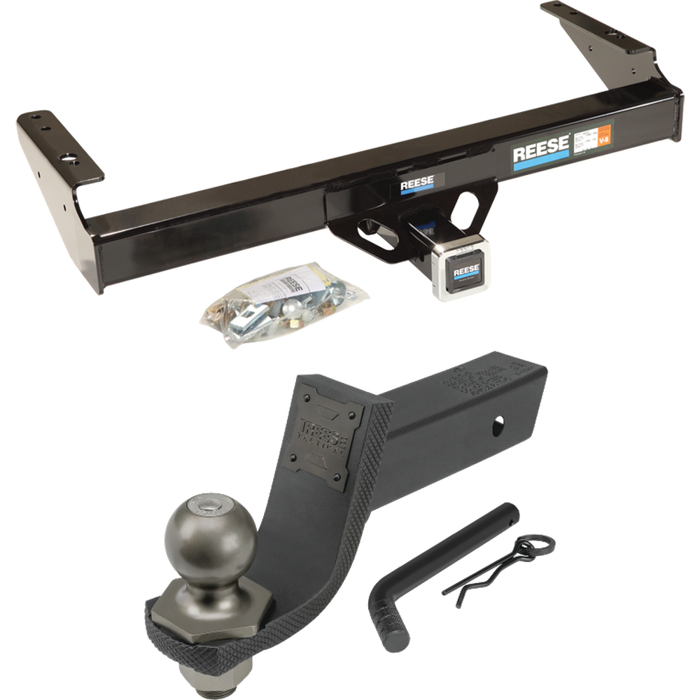 Fits 1986-1989 Dodge W100 Trailer Hitch Tow PKG + Interlock Tactical Starter Kit w/ 3-1/4" Drop & 2" Ball By Reese Towpower