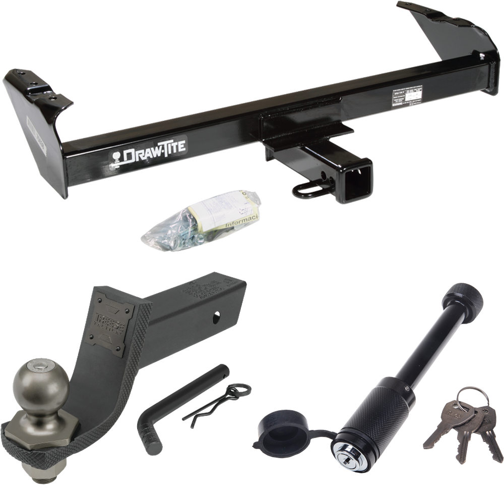 Fits 1980-1986 Ford F-250 Trailer Hitch Tow PKG + Interlock Tactical Starter Kit w/ 3-1/4" Drop & 2" Ball + Tactical Dogbone Lock (Excludes: w/Custom Fascia Models) By Draw-Tite