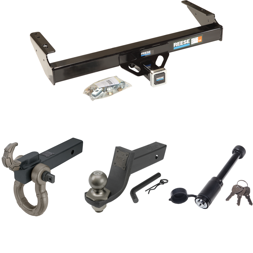 Fits 1971-1979 Dodge D100 Trailer Hitch Tow PKG + Interlock Tactical Starter Kit w/ 3-1/4" Drop & 2" Ball + Tactical Hook & Shackle Mount + Tactical Dogbone Lock By Reese Towpower