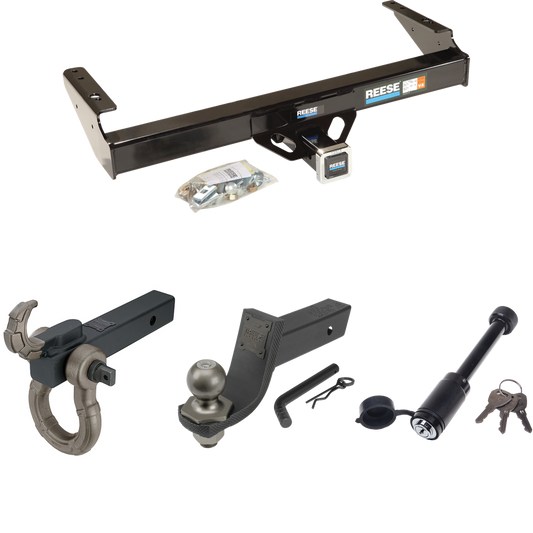 Fits 1971-1979 Dodge D100 Trailer Hitch Tow PKG + Interlock Tactical Starter Kit w/ 3-1/4" Drop & 2" Ball + Tactical Hook & Shackle Mount + Tactical Dogbone Lock By Reese Towpower