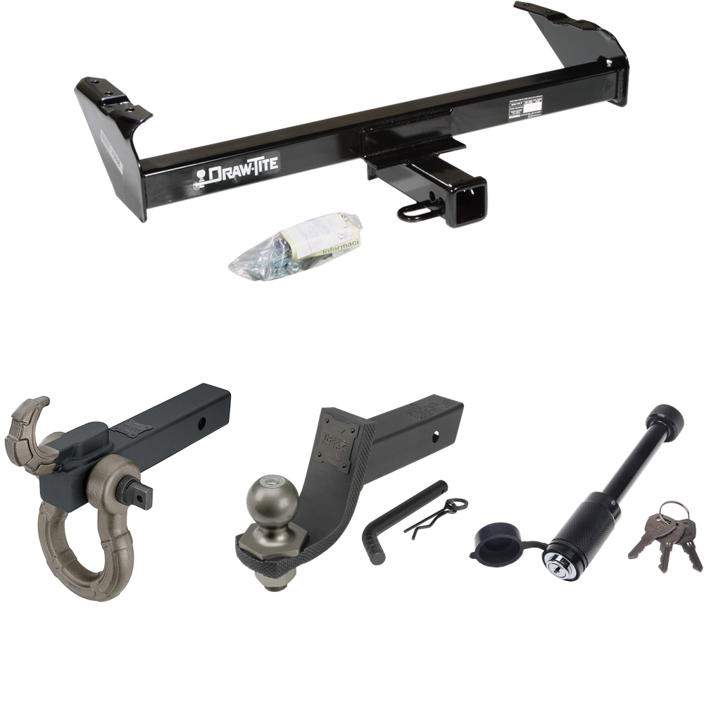 Fits 1968-1980 Dodge D300 Trailer Hitch Tow PKG + Interlock Tactical Starter Kit w/ 3-1/4" Drop & 2" Ball + Tactical Hook & Shackle Mount + Tactical Dogbone Lock By Draw-Tite