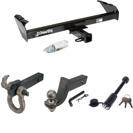 Fits 1968-1980 Dodge D300 Trailer Hitch Tow PKG + Interlock Tactical Starter Kit w/ 3-1/4" Drop & 2" Ball + Tactical Hook & Shackle Mount + Tactical Dogbone Lock By Draw-Tite