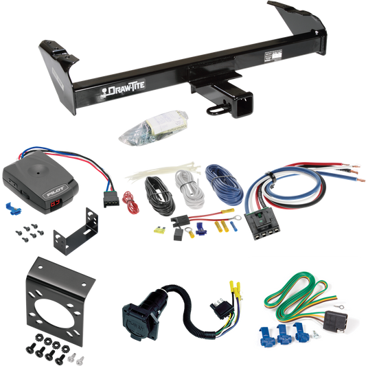 Fits 1978-1993 Ford Bronco Trailer Hitch Tow PKG w/ Pro Series Pilot Brake Control + Generic BC Wiring Adapter + 7-Way RV Wiring By Draw-Tite