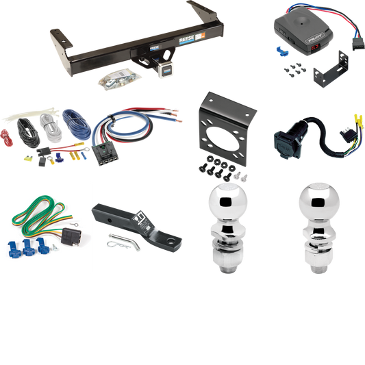 Se adapta al paquete de enganche de remolque Dodge D100 1971-1989 con control de freno piloto serie Pro + adaptador de cableado BC genérico + cableado RV de 7 vías + soporte de bola y caída de 2" y 2-5/16" de Reese Towpower