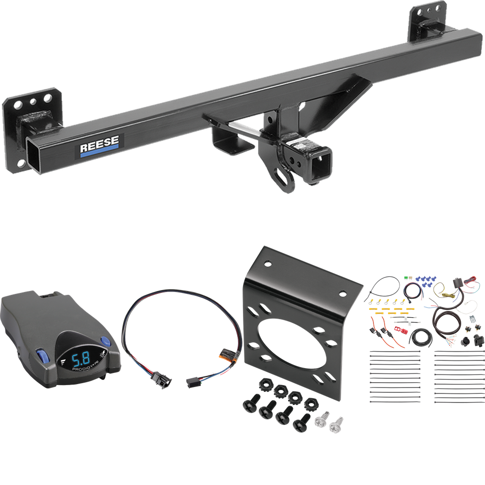 Fits 2011-2018 Porsche Cayenne Trailer Hitch Tow PKG w/ Tekonsha Prodigy P2 Brake Control + Plug & Play BC Adapter + 7-Way RV Wiring By Reese Towpower