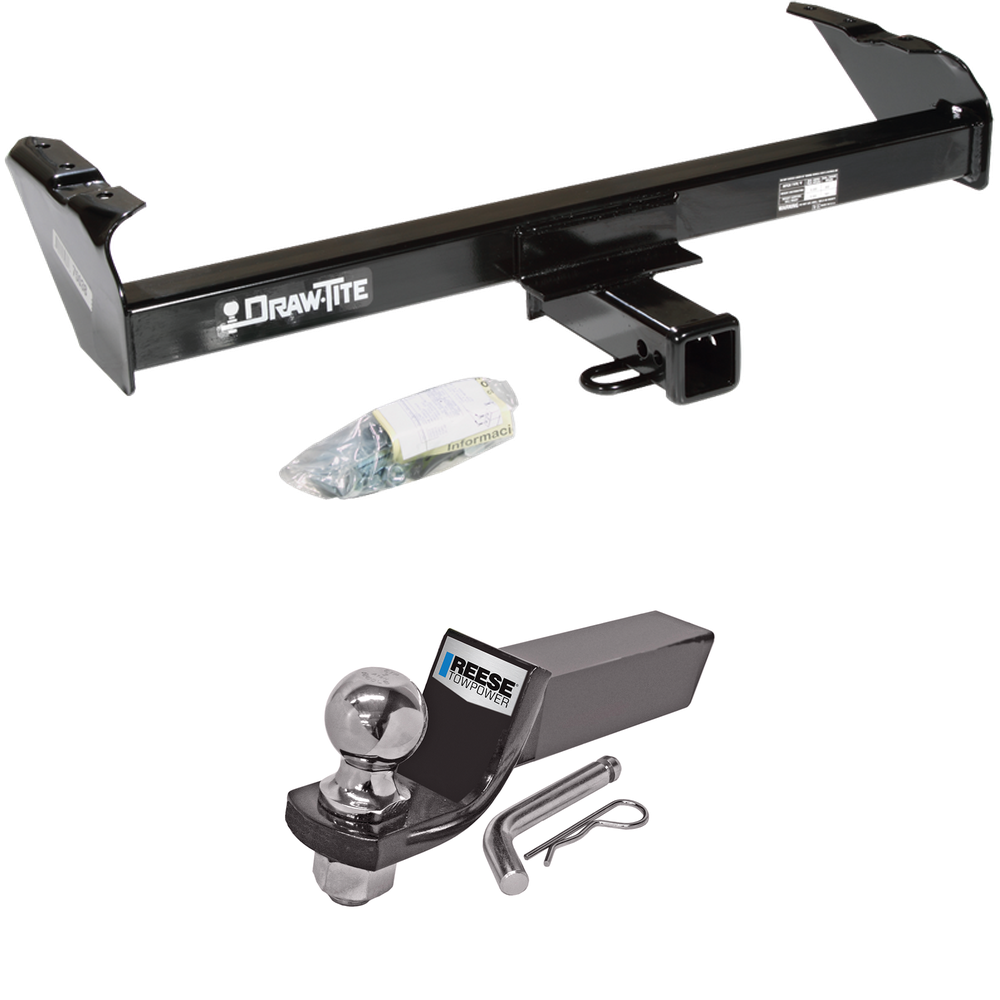 Fits 1981-1993 Dodge D250 Trailer Hitch Tow PKG w/ Starter Kit Ball Mount w/ 2" Drop & 2" Ball By Draw-Tite