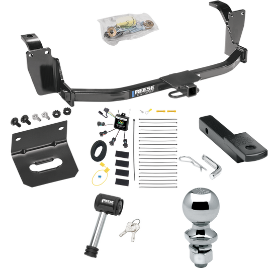 Fits 2013-2015 Honda Crosstour Trailer Hitch Tow PKG w/ 4-Flat Zero Contact "No Splice" Wiring Harness + Draw-Bar + 2" Ball + Wiring Bracket + Hitch Lock By Reese Towpower