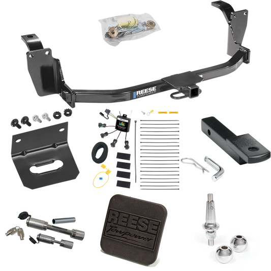 Fits 2013-2015 Honda Crosstour Trailer Hitch Tow PKG w/ 4-Flat Zero Contact "No Splice" Wiring Harness + Draw-Bar + Interchangeable 1-7/8" & 2" Balls + Wiring Bracket + Hitch Cover + Dual Hitch & Coupler Locks By Reese Towpower