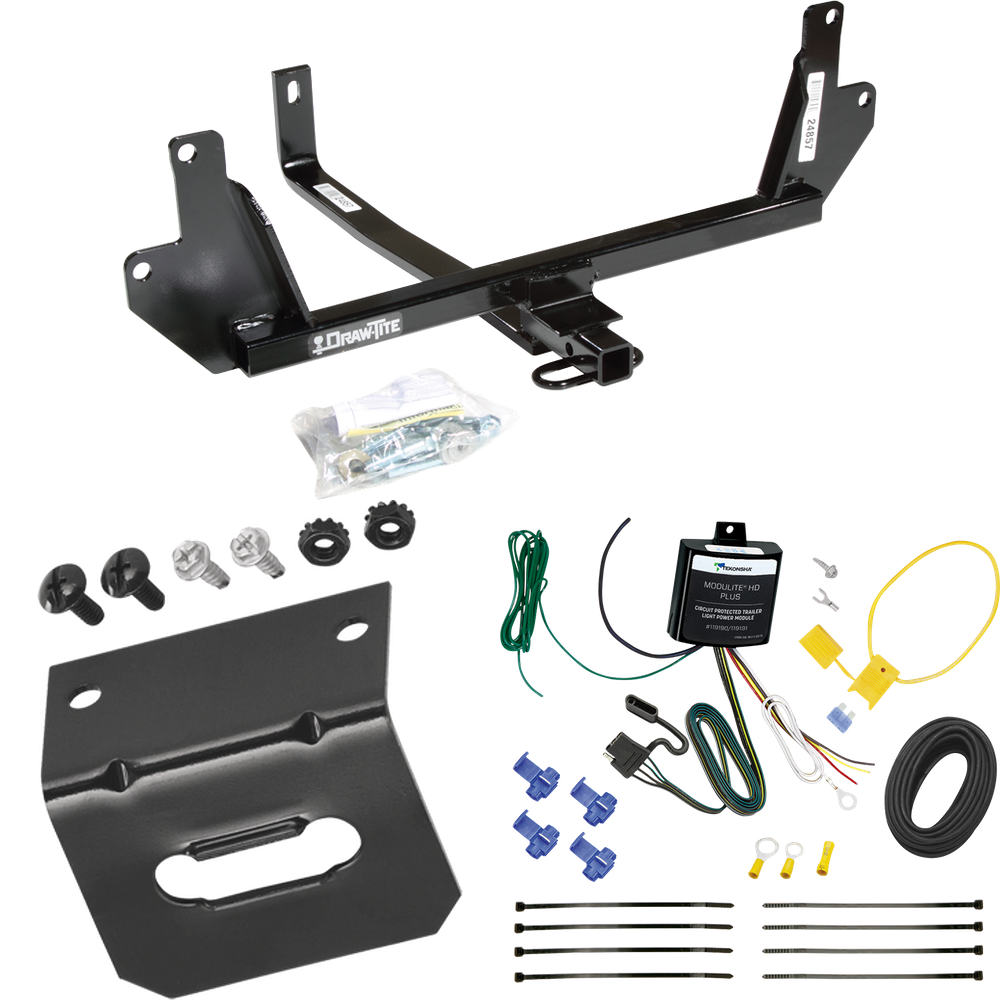 Fits 2007-2011 BMW 328i Trailer Hitch Tow PKG w/ 4-Flat Wiring Harness + Bracket (For Sedan Models) By Draw-Tite