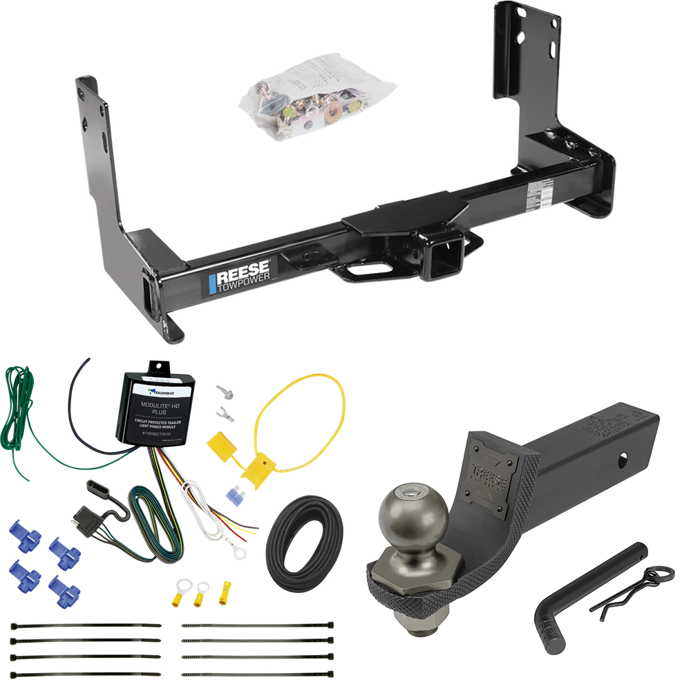 Fits 2022-2023 Mercedes-Benz Sprinter 3500 Trailer Hitch Tow PKG w/ 4-Flat Wiring + Interlock Tactical Starter Kit w/ 2" Drop & 2" Ball (Excludes: w/Factory Step Bumper Models) By Reese Towpower