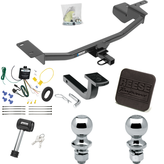 Fits 2010-2014 Volkswagen GTI Trailer Hitch Tow PKG w/ 4-Flat Wiring Harness + Draw-Bar + 1-7/8" + 2" Ball + Hitch Cover + Hitch Lock (For Hatchback Models) By Reese Towpower