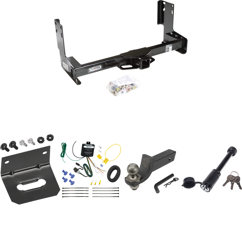 Fits 2022-2023 Mercedes-Benz Sprinter 2500 Trailer Hitch Tow PKG w/ 4-Flat Wiring + Interlock Tactical Starter Kit w/ 2" Drop & 2" Ball + Tactical Dogbone Lock + Wiring Bracket (Excludes: w/Factory Step Bumper Models) By Draw-Tite