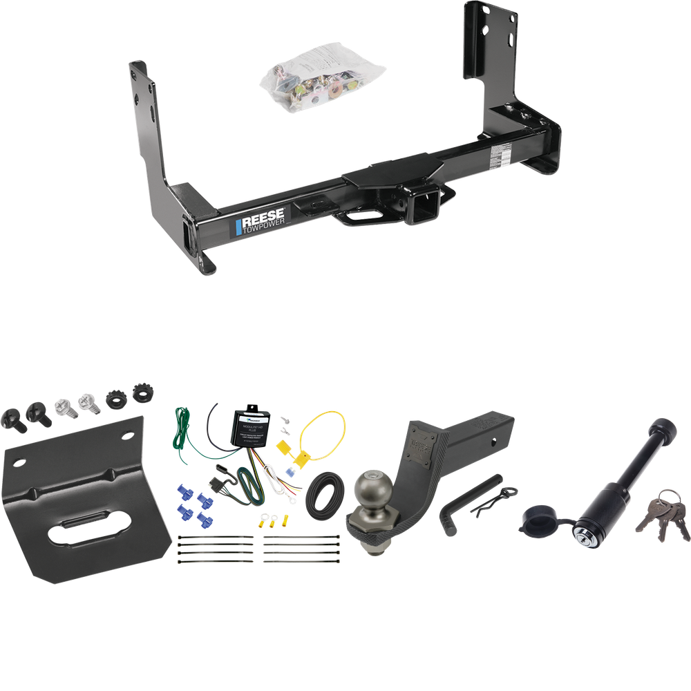 Fits 2022-2023 Mercedes-Benz Sprinter 3500 Trailer Hitch Tow PKG w/ 4-Flat Wiring + Interlock Tactical Starter Kit w/ 3-1/4" Drop & 2" Ball + Tactical Dogbone Lock + Wiring Bracket (Excludes: w/Factory Step Bumper Models) By Reese Towpower