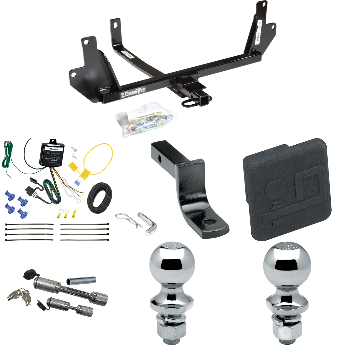 Fits 2007-2008 BMW 328xi Trailer Hitch Tow PKG w/ 4-Flat Wiring Harness + Draw-Bar + 1-7/8" + 2" Ball + Hitch Cover + Dual Hitch & Coupler Locks (For Sedan Models) By Draw-Tite