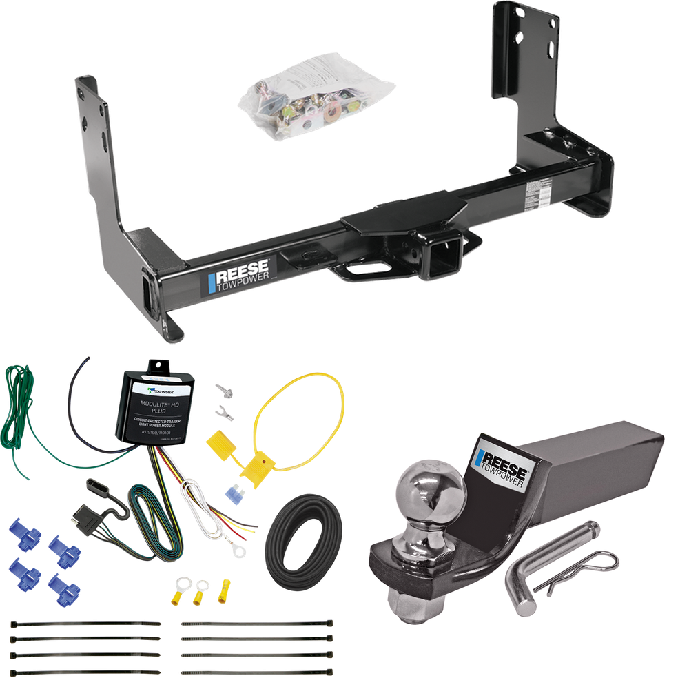 Fits 2022-2023 Mercedes-Benz Sprinter 2500 Trailer Hitch Tow PKG w/ 4-Flat Wiring + Starter Kit Ball Mount w/ 2" Drop & 2" Ball (Excludes: w/Factory Step Bumper Models) By Reese Towpower