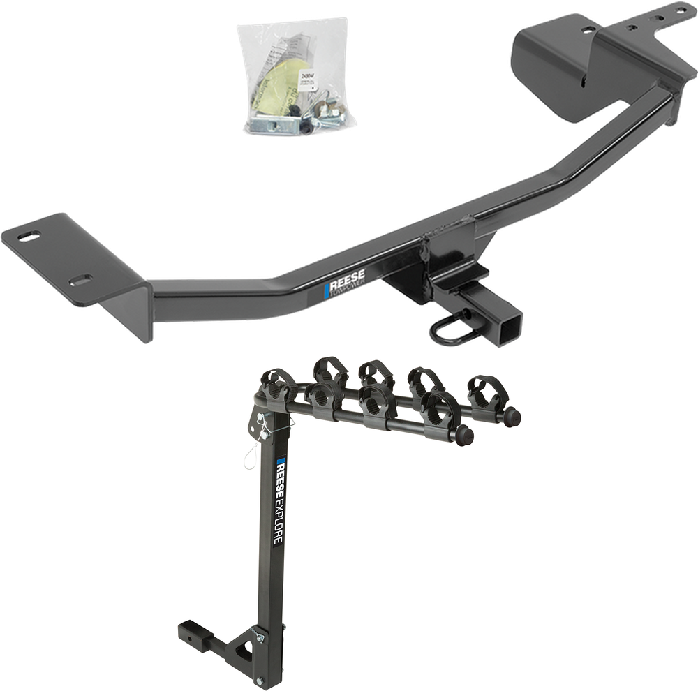 Fits 2010-2012 Volkswagen GTI Trailer Hitch Tow PKG w/ 4 Bike Carrier Rack (For Hatchback, (Canada Only) Models) By Reese Towpower