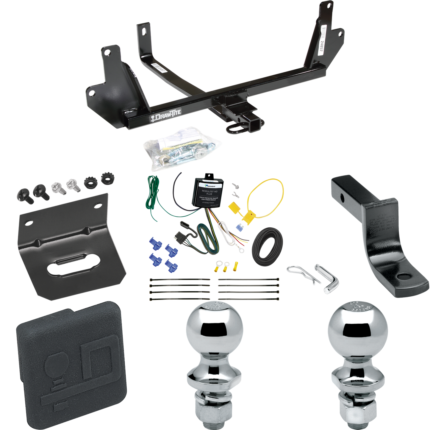 Fits 2007-2008 BMW 328xi Trailer Hitch Tow PKG w/ 4-Flat Wiring Harness + Draw-Bar + 1-7/8" + 2" Ball + Wiring Bracket + Hitch Cover (For Sedan Models) By Draw-Tite