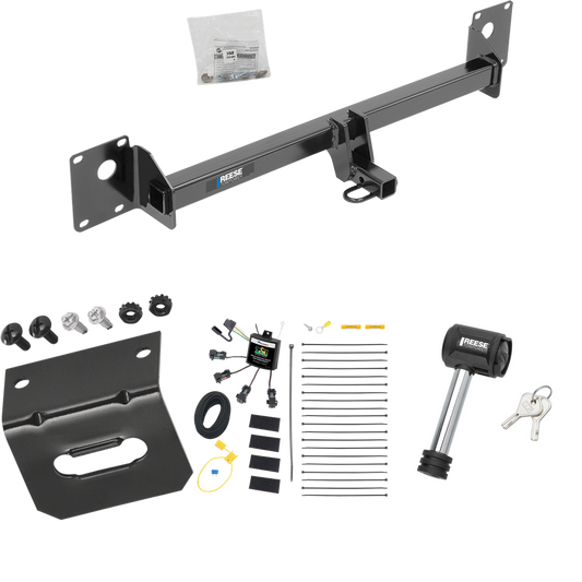 Fits 2015-2015 Volkswagen Golf SportWagen Trailer Hitch Tow PKG w/ 4-Flat Zero Contact "No Splice" Wiring Harness + Wiring Bracket + Hitch Lock By Reese Towpower