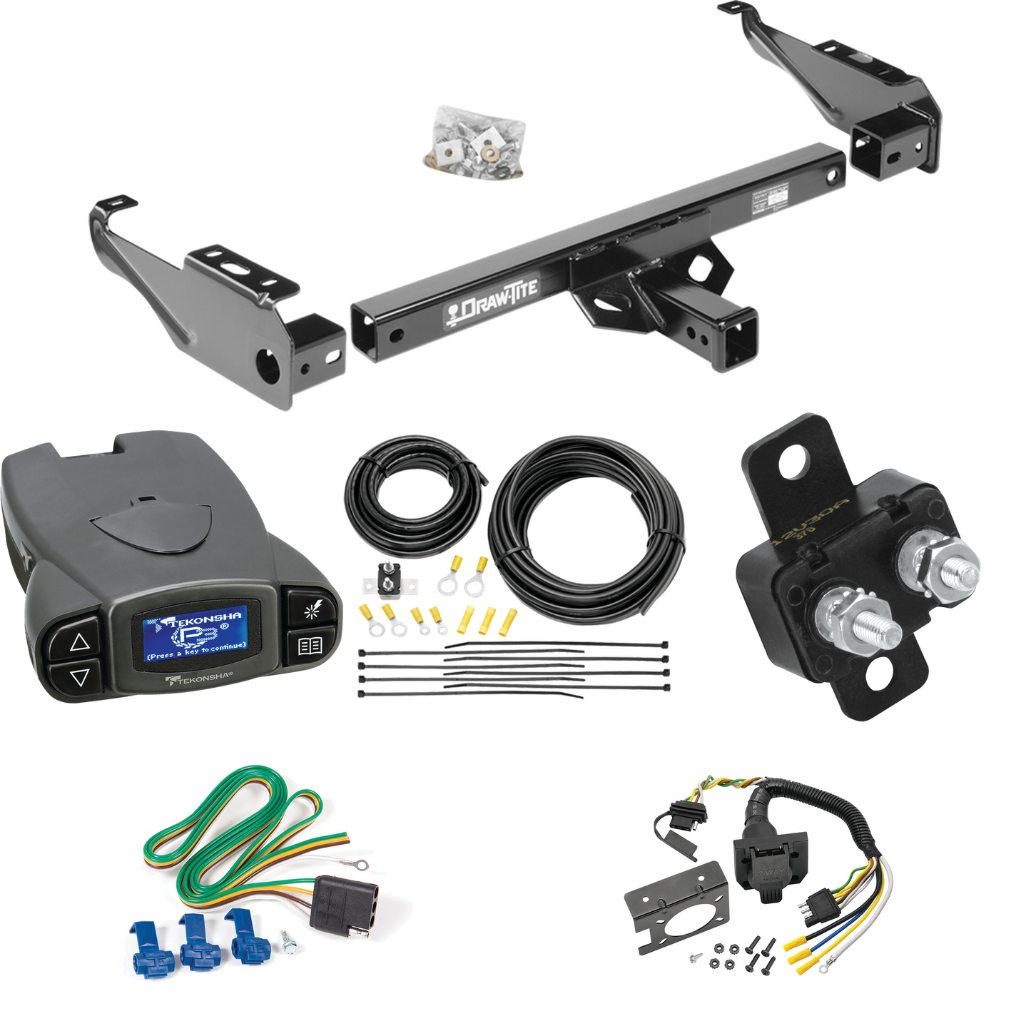 Se adapta al paquete de enganche de remolque Dodge W250 1981-1993 con control de freno Tekonsha Prodigy P3 + cableado RV de 7 vías de Draw-Tite