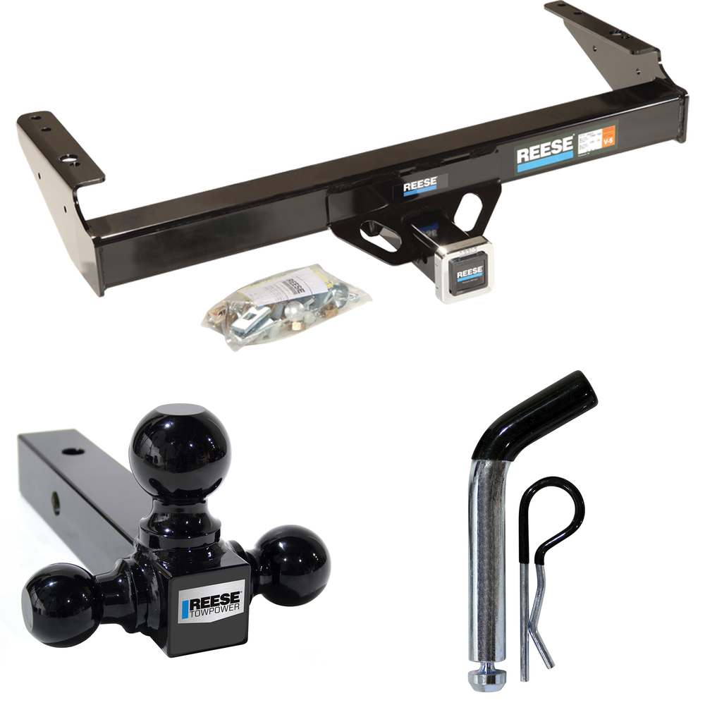 Fits 1971-1980 Dodge W200 Trailer Hitch Tow PKG w/ Triple Ball Ball Mount 1-7/8" & 2" & 2-5/16" Trailer Balls + Pin/Clip By Reese Towpower