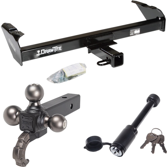 Fits 1968-1980 Dodge D300 Trailer Hitch Tow PKG + Triple Ball Tactical Ball Mount 1-7/8" & 2" & 2-5/16" Balls w/ Tow Hook + Tactical Dogbone Lock By Draw-Tite