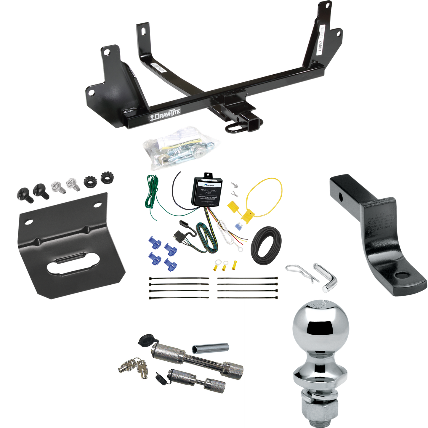 Fits 2007-2011 BMW 328i Trailer Hitch Tow PKG w/ 4-Flat Wiring Harness + Draw-Bar + 1-7/8" Ball + Wiring Bracket + Dual Hitch & Coupler Locks (For Sedan Models) By Draw-Tite