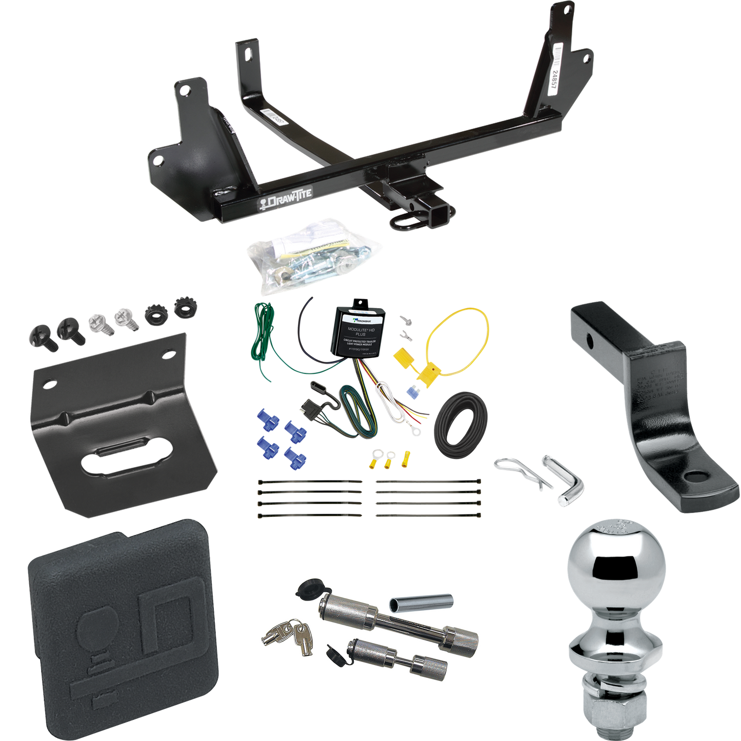 Fits 2007-2008 BMW 328xi Trailer Hitch Tow PKG w/ 4-Flat Wiring Harness + Draw-Bar + 1-7/8" Ball + Wiring Bracket + Hitch Cover + Dual Hitch & Coupler Locks (For Sedan Models) By Draw-Tite