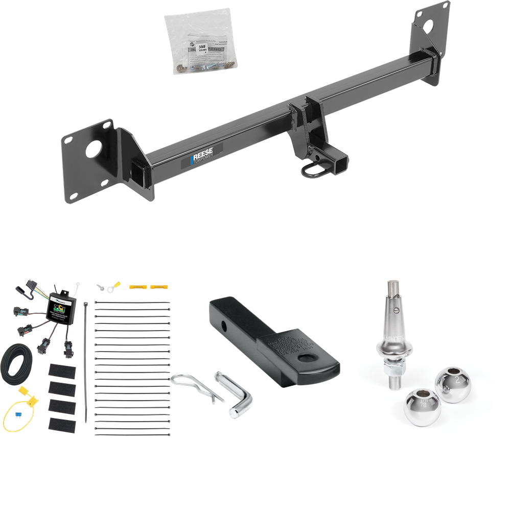 Fits 2015-2015 Volkswagen Golf SportWagen Trailer Hitch Tow PKG w/ 4-Flat Zero Contact "No Splice" Wiring Harness + Draw-Bar + Interchangeable 1-7/8" & 2" Balls By Reese Towpower