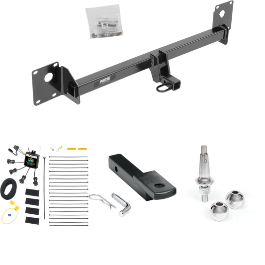 Fits 2015-2015 Volkswagen Golf SportWagen Trailer Hitch Tow PKG w/ 4-Flat Zero Contact "No Splice" Wiring Harness + Draw-Bar + Interchangeable 1-7/8" & 2" Balls By Reese Towpower