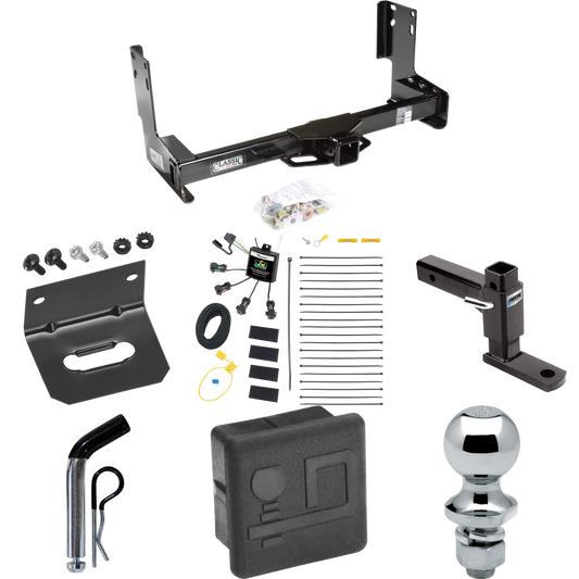 Fits 2022-2023 Mercedes-Benz Sprinter 3500 Trailer Hitch Tow PKG w/ 4-Flat Zero Contact "No Splice" Wiring + Adjustable Drop Rise Ball Mount + Pin/Clip + 1-7/8" Ball + Wiring Bracket + Hitch Cover (Excludes: w/Factory Step Bumper Models) By Draw-Tite