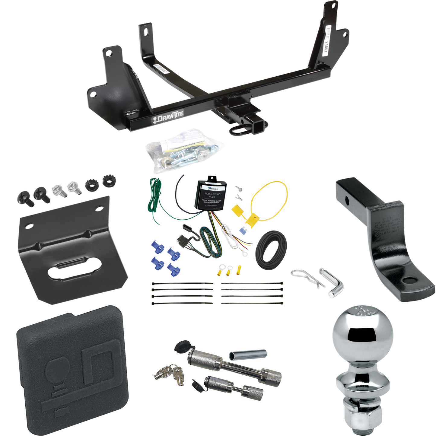 Fits 2007-2008 BMW 328xi Trailer Hitch Tow PKG w/ 4-Flat Wiring Harness + Draw-Bar + 2" Ball + Wiring Bracket + Hitch Cover + Dual Hitch & Coupler Locks (For Sedan Models) By Draw-Tite