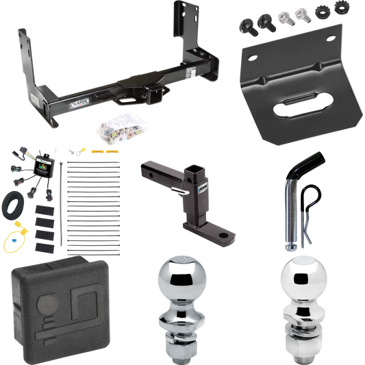 Fits 2022-2023 Mercedes-Benz Sprinter 3500 Trailer Hitch Tow PKG w/ 4-Flat Zero Contact "No Splice" Wiring + Adjustable Drop Rise Ball Mount + Pin/Clip + 2" Ball + 1-7/8" Ball + Wiring Bracket + Hitch Cover (Excludes: w/Factory Step Bumper Models) By