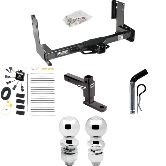 Fits 2022-2023 Mercedes-Benz Sprinter 2500 Trailer Hitch Tow PKG w/ 4-Flat Zero Contact "No Splice" Wiring + Adjustable Drop Rise Ball Mount + Pin/Clip + 2" Ball + 2-5/16" Ball (Excludes: w/Factory Step Bumper Models) By Reese Towpower