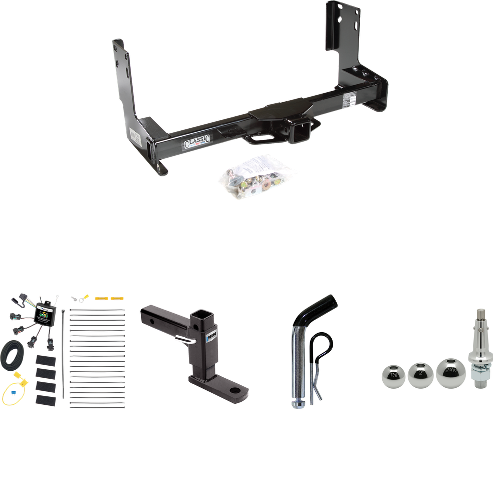 Fits 2022-2023 Mercedes-Benz Sprinter 2500 Trailer Hitch Tow PKG w/ 4-Flat Zero Contact "No Splice" Wiring + Adjustable Drop Rise Ball Mount + Pin/Clip + Inerchangeable 1-7/8" & 2" & 2-5/16" Balls (Excludes: w/Factory Step Bumper Models) By Draw-Tite