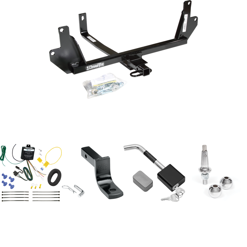 Fits 2007-2011 BMW 328i Trailer Hitch Tow PKG w/ 4-Flat Wiring Harness + Draw-Bar + Interchangeable 1-7/8" & 2" Balls + Hitch Lock (For Sedan Models) By Draw-Tite