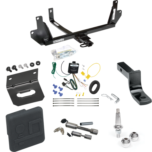 Fits 2007-2008 BMW 328xi Trailer Hitch Tow PKG w/ 4-Flat Wiring Harness + Draw-Bar + Interchangeable 1-7/8" & 2" Balls + Wiring Bracket + Hitch Cover + Dual Hitch & Coupler Locks (For Sedan Models) By Draw-Tite