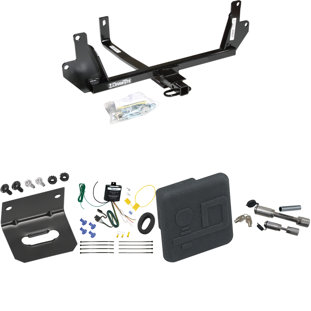 Fits 2007-2011 BMW 328i Trailer Hitch Tow PKG w/ 4-Flat Wiring Harness + Hitch Cover + Dual Hitch & Coupler Locks (For Sedan Models) By Draw-Tite