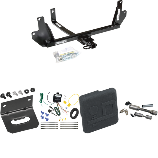 Fits 2007-2011 BMW 328i Trailer Hitch Tow PKG w/ 4-Flat Wiring Harness + Hitch Cover + Dual Hitch & Coupler Locks (For Sedan Models) By Draw-Tite