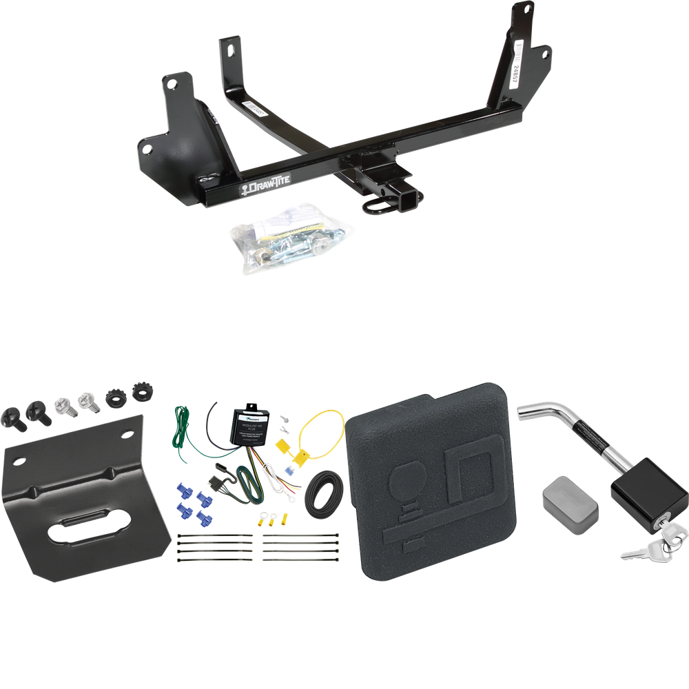 Se adapta al paquete de enganche de remolque BMW 328xi 2007-2008 con arnés de cableado plano de 4 + cubierta de enganche + bloqueo de enganche (para modelos sedán) de Draw-Tite