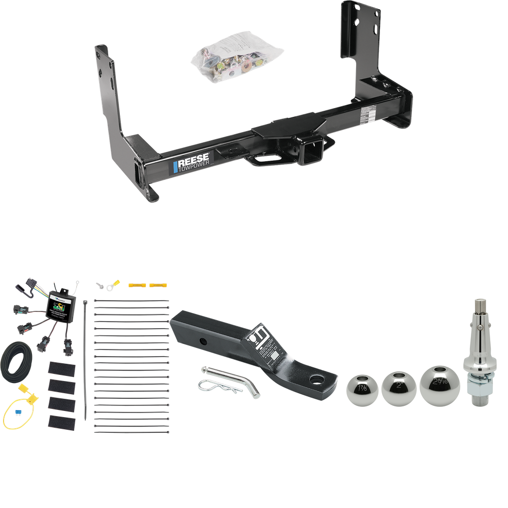 Fits 2022-2023 Mercedes-Benz Sprinter 3500 Trailer Hitch Tow PKG w/ 4-Flat Zero Contact "No Splice" Wiring + Ball Mount w/ 2" Drop + Interchangeable Ball 1-7/8" & 2" & 2-5/16" (Excludes: w/Factory Step Bumper Models) By Reese Towpower