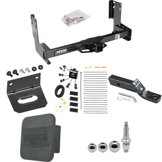 Fits 2022-2023 Mercedes-Benz Sprinter 3500 Trailer Hitch Tow PKG w/ 4-Flat Zero Contact "No Splice" Wiring + Ball Mount w/ 2" Drop + Interchangeable Ball 1-7/8" & 2" & 2-5/16" + Wiring Bracket + Hitch Cover (Excludes: w/Factory Step Bumper Models) By