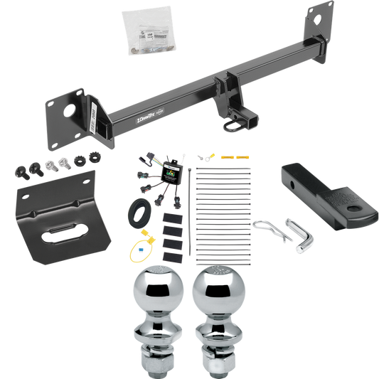 Fits 2015-2015 Volkswagen Golf SportWagen Trailer Hitch Tow PKG w/ 4-Flat Zero Contact "No Splice" Wiring Harness + Draw-Bar + 1-7/8" + 2" Ball + Wiring Bracket By Draw-Tite