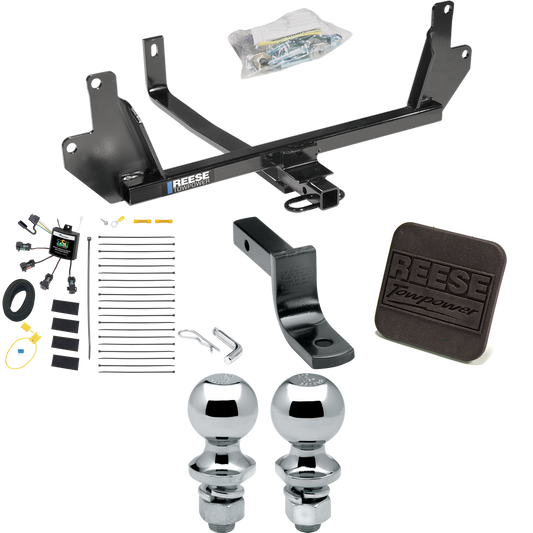 Fits 2007-2011 BMW 328i Trailer Hitch Tow PKG w/ 4-Flat Zero Contact "No Splice" Wiring Harness + Draw-Bar + 1-7/8" + 2" Ball + Hitch Cover (For Sedan Models) By Reese Towpower