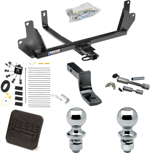 Fits 2007-2011 BMW 328i Trailer Hitch Tow PKG w/ 4-Flat Zero Contact "No Splice" Wiring Harness + Draw-Bar + 1-7/8" + 2" Ball + Hitch Cover + Dual Hitch & Coupler Locks (For Sedan Models) By Reese Towpower