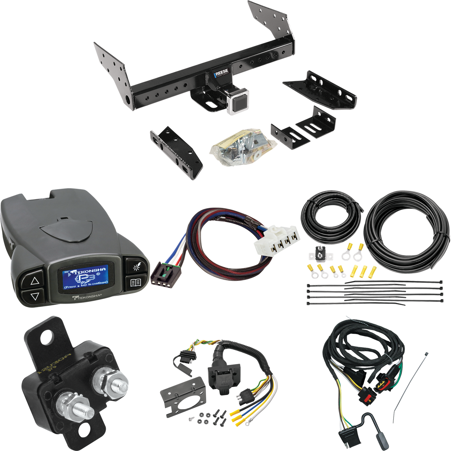 Se adapta al paquete de remolque de enganche para remolque Dodge Dakota 2004-2004 con control de freno Tekonsha Prodigy P3 + adaptador BC Plug &amp; Play + cableado RV de 7 vías (excluye: modelos Quad Cab) de Reese Towpower