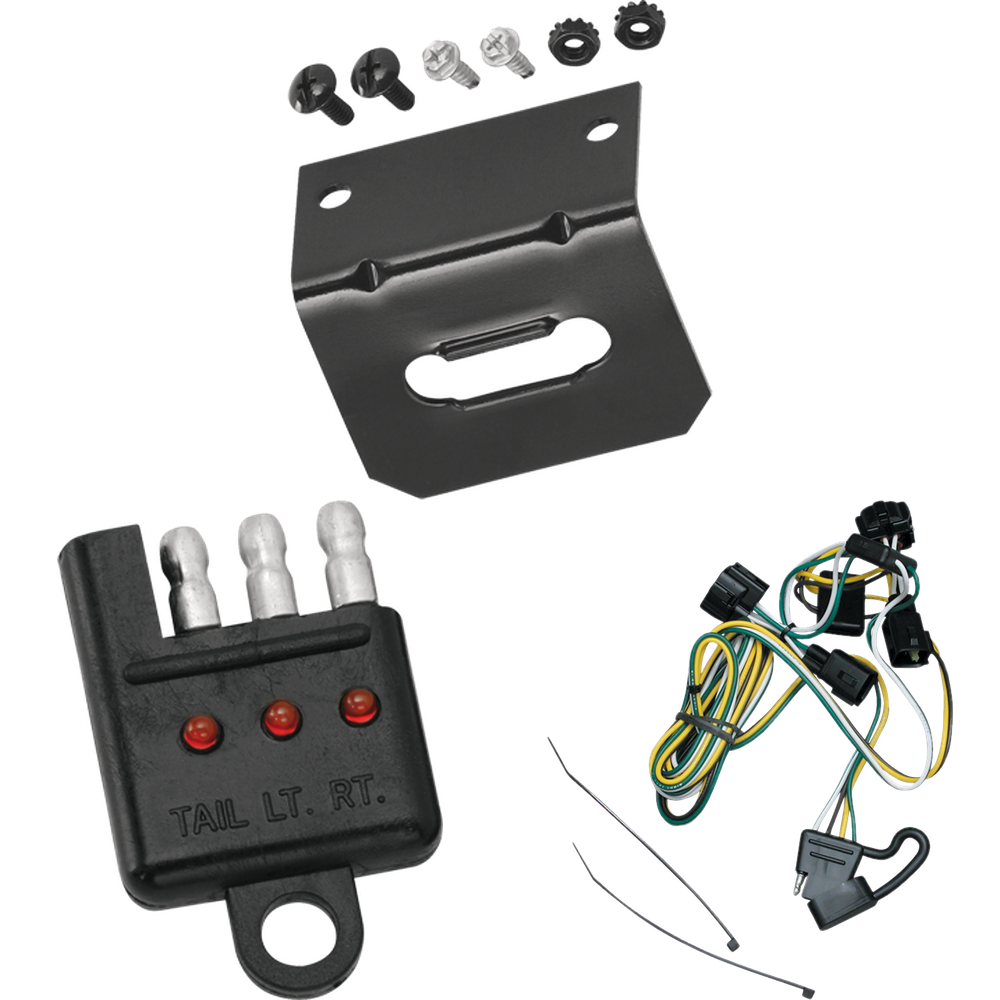 Fits 1995-2002 Dodge Ram 3500 4-Flat Vehicle End Trailer Wiring Harness + Wiring Bracket + Wiring Tester By Tekonsha