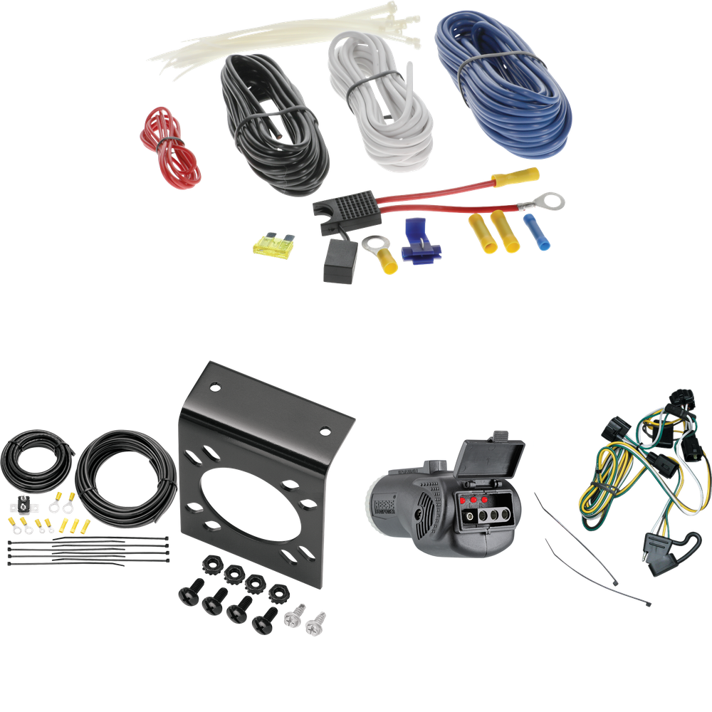 Se adapta al cableado de RV de 7 vías Dodge Dakota 1995-2003 + probador 2 en 1 y adaptador de 7 a 4 vías de Tekonsha