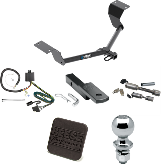 Fits 2017-2022 Honda CR-V Trailer Hitch Tow PKG w/ 4-Flat Wiring Harness + Draw-Bar + 2" Ball + Hitch Cover + Dual Hitch & Coupler Locks (Excludes: Hybrid Models) By Reese Towpower